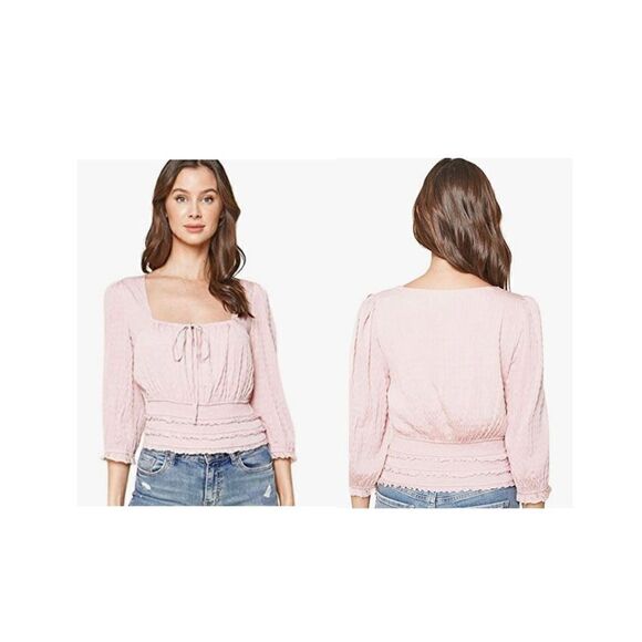 Sugarlips Women's Keep It Up Smocked Babydoll Crop Top - Picture 1 of 4